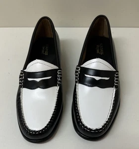 G.H. Bass Weejuns Whitney Schuhe Penny Loafer schwarz weiß Leder Oxford-Schuhe 9,5 M - Bild 1 von 8