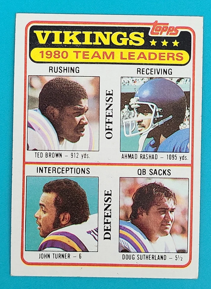 1981 Topps   #432 Team Checklist - Ahmad Rashad   Vikings Football Card K1 - Image 1 of 2