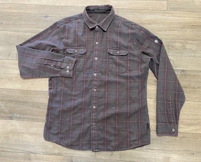 KUHL Shattered 7204 Mens M Cotton Button Up Long Sleeve Flannel Plaid Gray Red - Image 1 of 4
