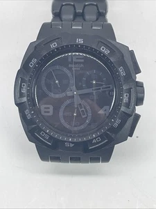 Men’s Swatch Chrono Black 4 Jewels Black Hard Plastic Light Weigh Swiss Made - Picture 1 of 10