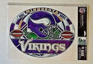NFL Minnesota Vikings Football Team Stained Glass Ultra Decal 11" X 17" - Picture 1 of 4