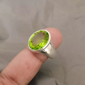 Men's Peridot Gemstone Ring 925 Sterling Silver Band Handmade Gift Ring SD6 - Picture 1 of 4