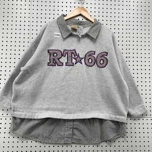 Vintage Route 66 Collared Sweatshirt Gray Womens Plus Size 1X 27.5x30 Pullover - Picture 1 of 21