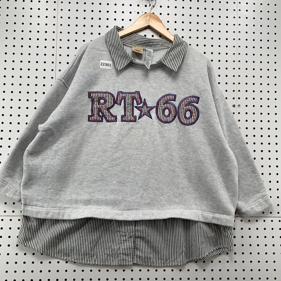 Sudadera Vintage Route 66 Cuello Gris Mujer Talla Grande 1X 27.5x30 Pullover Foto 1 de 4