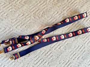 Vintage Santa Clause Adjustable Suspenders Navy Blue Made In Germany - Picture 1 of 3