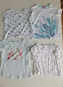 Top 4 T-shirts H&M C&A Ernstings Family Weiß Blau Gr. 146 152 158 - Bild 1 von 5