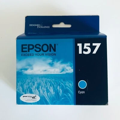 2017-2018 Genuine Epson Ink 157 Cyan T157220 Epson Stylus R3000 Sealed OEM Box - Image 1 of 4
