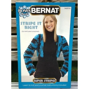 Bernat Stripe it Right 4 Muster Heft Häkeln Stricken Pullover Schal Mützen - Bild 1 von 7