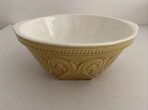 Vintage Brown & White Ceramic Glazed Mixing Bowl w Diamond Pattern Made in China - Picture 1 of 9