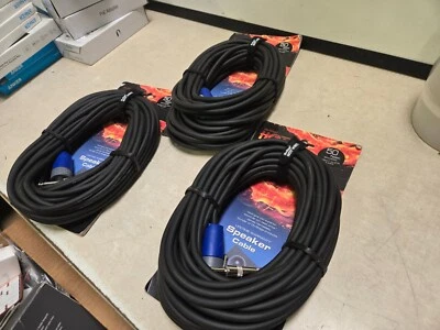 LOTE X3 fios quentes no palco cabo de alto-falante Speakon 14 conectores AWG Neutrik 50 pés - Imagem 1 de 4
