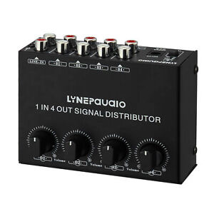 LYNEPAUAIO 1in 4out Stereo Audio Amplifier Signal Distributor RCA Interface L2L9