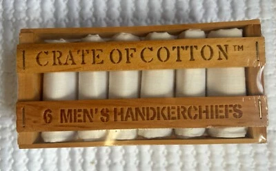 Crate of Cotton Men's Handkerchiefs Sealed NOS Wood 1984 Imported from Korea - Image 1 of 4