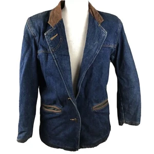 Casual Leather Games Coat VTG 70s Denim Outback Jacket Medium Duck Print Lined - Bild 1 von 9