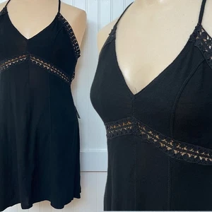 Lencería negra Free People íntimamente nueva con etiquetas espalda abierta sexy babydoll de encaje mediano - Imagen 1 de 14