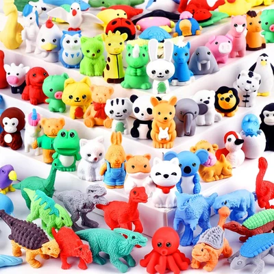 80 piezas Gomas de borrar animales Niños Escritorio Mascotas Lápiz Borrador 3D Puzzle Borrador Granel Divertido Corte Foto 1 de 4