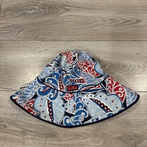 Vera Bradley Bucket Hat Floral Gardening Red White and Blue Paisley  - Picture 1 of 7