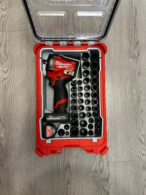 Milwaukee M12 3/8" FUEL Stubby Compact Impact PACKOUT Insert W/ Socket Organizer - Image 1 of 4