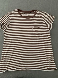 Woman’s Levi’s T-Shirt, Brown/white Stripes, Good Condition, Size M. - Picture 1 of 4