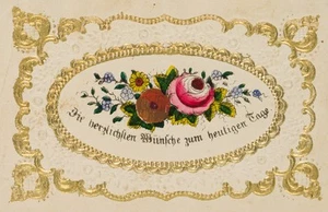 Glückwunschkarte mit Blumendekor, um 1900, Glückwunschbillet Unbekannt (19.Jhd) - Picture 1 of 4