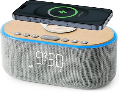 Alarm Clock Bluetooth FM Radio: 10W Stereo Sound Speaker - Fast Wireless Chargin - Image 1 of 4