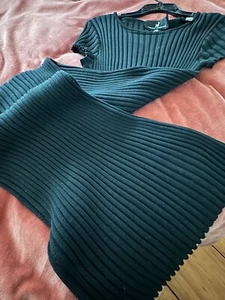 VTG PERUVIAN CONNECTION BLACK PIMA COTTON RIBBED KNIT MAXI DRESS IMMACULATE M - Picture 1 of 8
