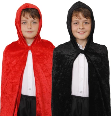 NIÑOS TERCIOPELO CAPA CON CAPUCHA HALLOWEEN DISFRAZ VAMPIRO GÓTICO Foto 1 de 4