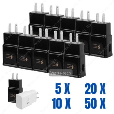 Venta al por mayor Lote Adaptable Carga Rápida USB Cargador de Pared Adaptador de Corriente para Samsung Foto 1 de 4