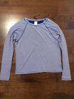 Zella Girl?s Activewear Long Sleeve Blue/white Striped Top Size XL 14-16