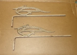 Antique Swing Arm Curtain Rod Ornate Beige Art Deco Cast Iron Vintage Set - Picture 1 of 3