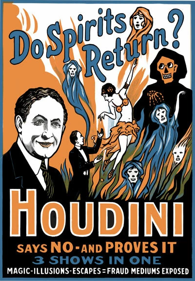 M52 Vintage Houdini Do Spirits Return Magic Theatre Poster Re-Print A4 - Image 1 of 1