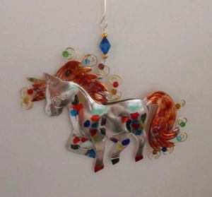 Arco Iris Unicornio Metal Fantasía Adorno Nuevo con Etiquetas Comercio Justo Hecho a Mano Tailandia Peregrino - Imagen 1 de 4