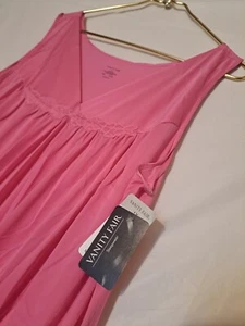 Vintage Vanity Fair Women Maxi Slip Dress 1X Pink Satin Trim Lingerie Nightgown - Picture 1 of 8