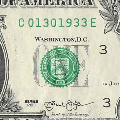 JAN 30 1933 Birthday Date Note Fancy Serial Number One Dollar Bill 01 30 1933 - Image 1 of 4