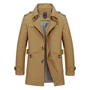 Men Winter Warm Formal Trench Coat Long Jacket Tops Smart Work Overcoat Outwear* - Picture 1 of 19