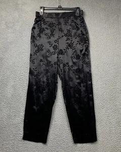 Vtg Joan Leslie Pants Womens 10P Black Satin Velvet Embroidery Glitter Party - Picture 1 of 18