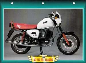 CARTE FICHE TECHNIQUE MOTO  .  MZ  ETZ 301 CLASSIC . 1992   .  NEUVE - Picture 1 of 1