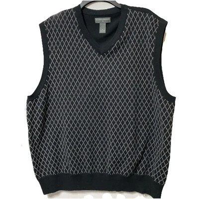 Saddlebred Men’s Sweater Vest XL Black/White Diamond Pattern - Image 1 of 4