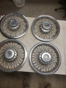 4 1980s IMPALA CAPRICE WIRE SPOKE 14" Hubcaps WHEELCOVERS OEM Original (O25) - Picture 1 of 10