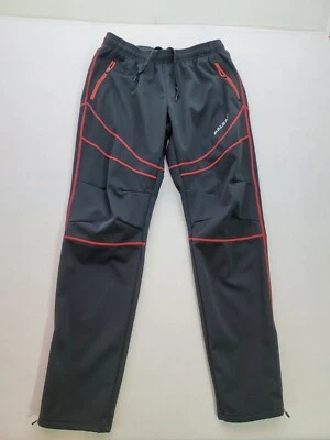 Baleaf Fleeced Lined Reflective Cycling Pants Womens L Black/Red - Image 1 of 4