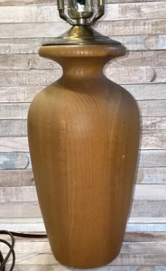 DANISH Mid Century Modern Solid Wood Table Lamp HEAVY 22” Vintage Stripe Light - Picture 1 of 10
