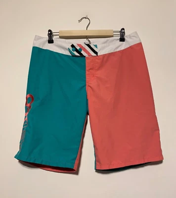 Oakley Women Size 11/12 Color Block Pink and Blue Board Shorts Trunks - Image 1 of 4