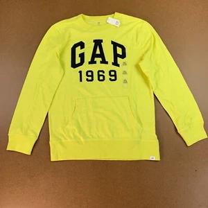 GAP Youth Size XXL (14-16) Yellow Long Sleeve Logo Graphic Pouch T-Shirt NWT - Picture 1 of 11