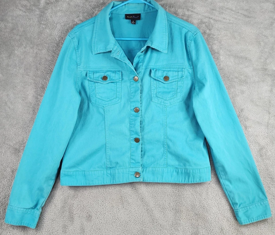 Chaqueta Metro Blues Mujer 14 Turquesa Denim Camionero Elastizada Informal Botón Delantero Foto 1 de 4