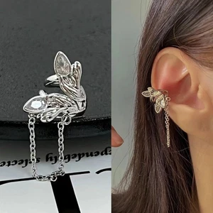 Korean Style Simple All-match Tulip Chain Ear Clip Fashion Zircon Ear Bone Clip - Picture 1 of 6