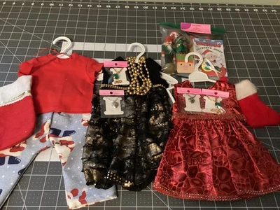 Lote de 3 ropa American Girl Doll: PJ’s. Vestido de fiesta, Navidad, más juguete Foto 1 de 4