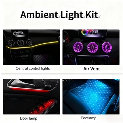 Lámpara de atmósfera de luz ambiental de ventilación de aire de 12 colores para Mercedes-Benz CLA W117 Foto 1 de 4