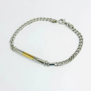 Herren Armband 925 Silber und 18 kt Gelbgold Mittelplakette _AGB022 - Bild 1 von 4