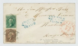Mr Fancy Cancel 68 76 COVER RED NY 12 PAID CDS TO HANOVER NYFM FANCY CANCEL(?) - Picture 1 of 4