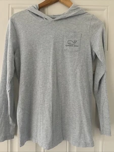 Vineyard Vines Light Blue Heather Blue Foil Logo Long Sleeve Hood XL 16 Preppy - Picture 1 of 7
