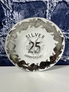 Norcrest Japan Porcelain Fine China 25th Anniversary Plate Silver Bells & Lilly - Picture 1 of 9